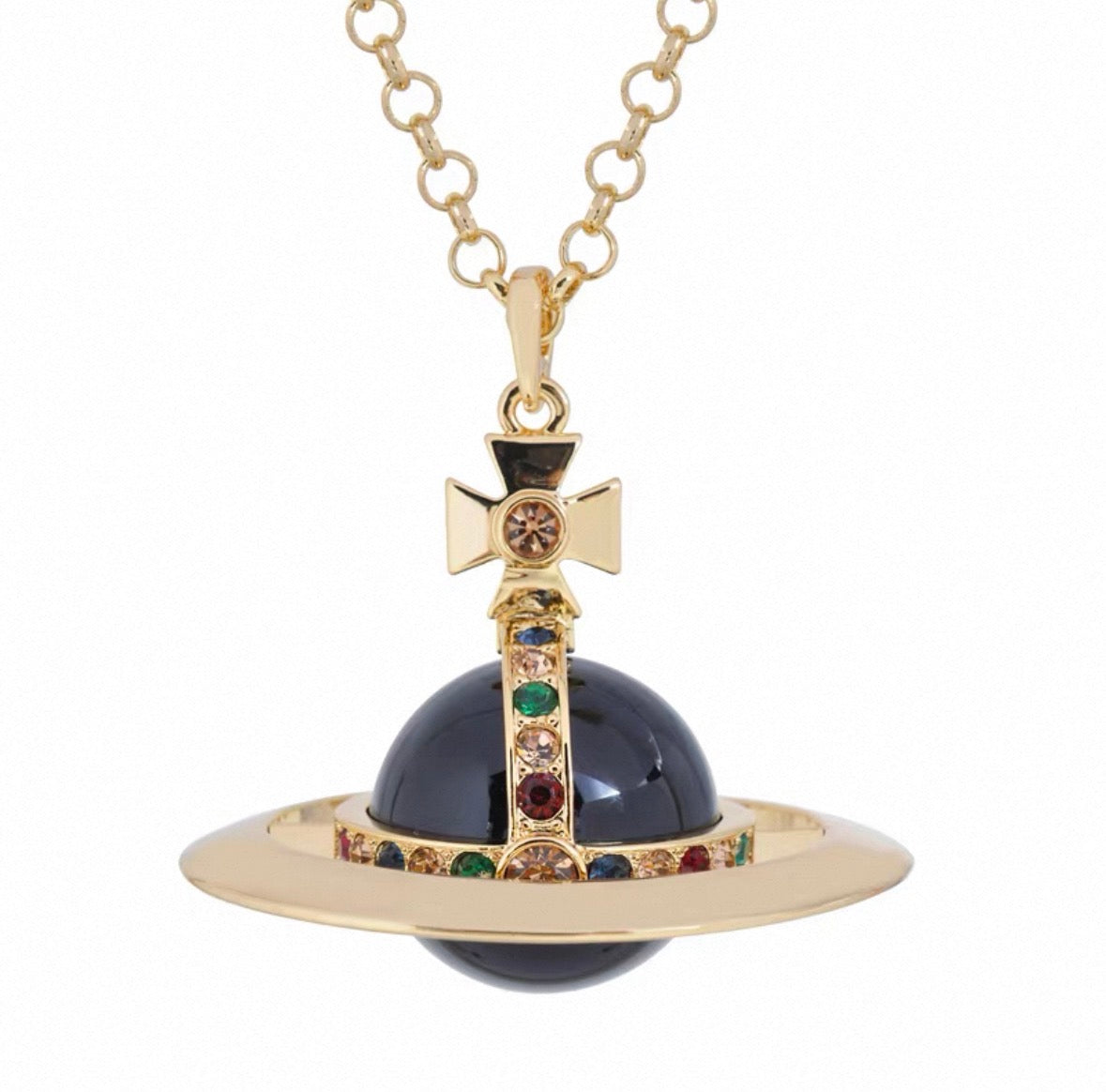 30mm Orb Saturn Pendant necklace