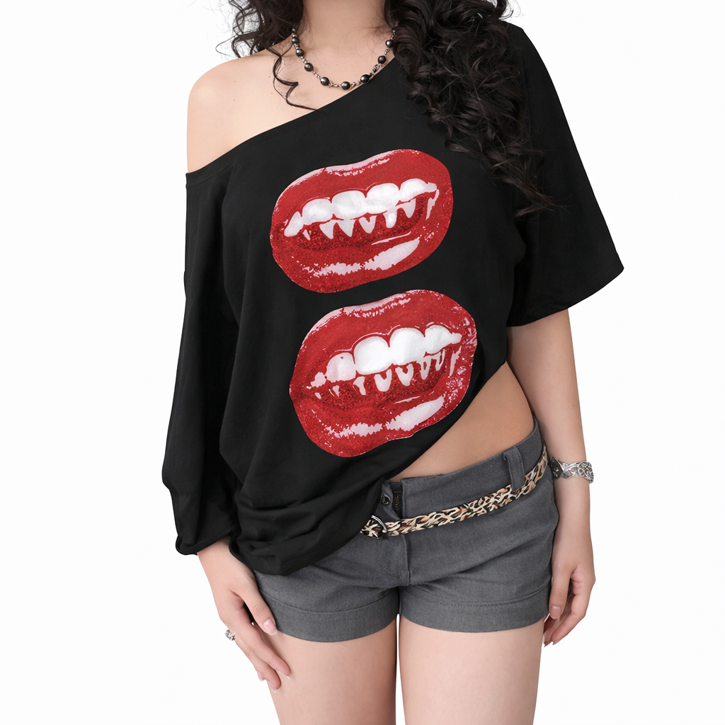 Y2K Off-Shoulder Slouch Tee