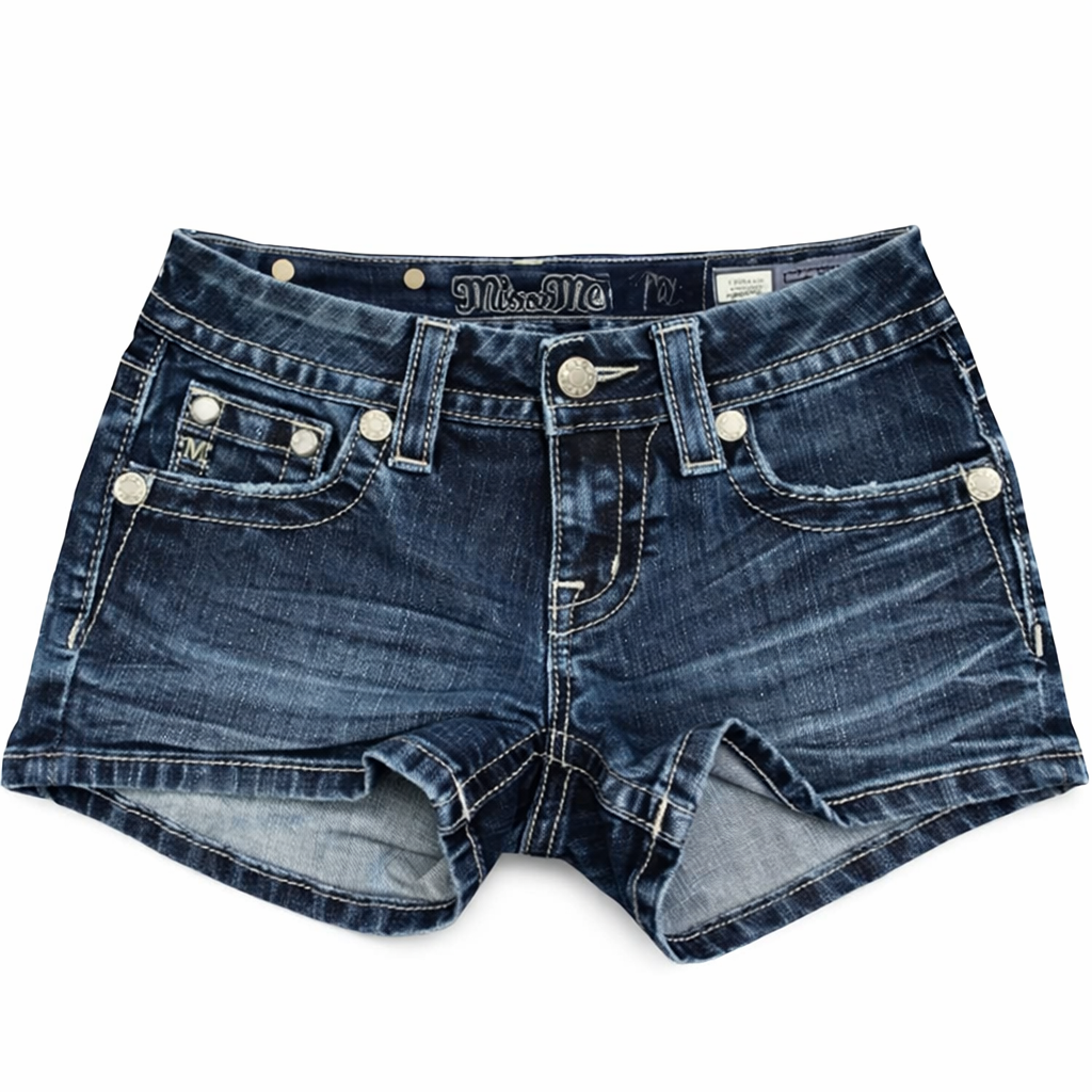 Low-Rise Embellished Denim Shorts