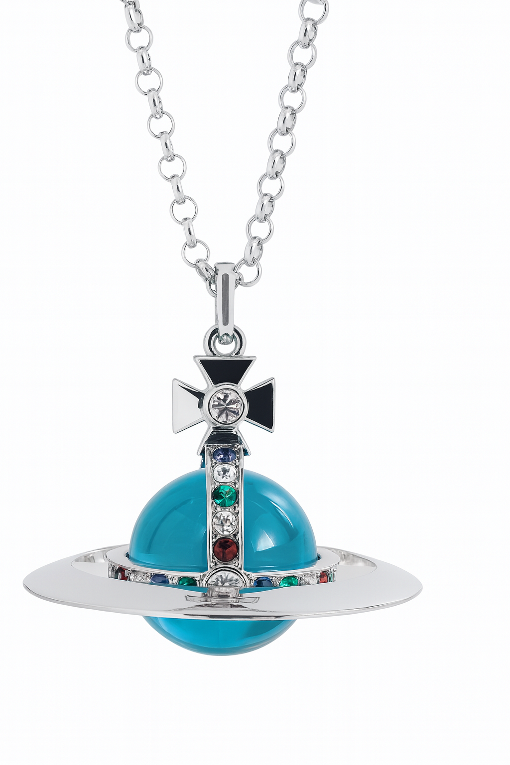 10mm Orb Saturn Pendant necklace