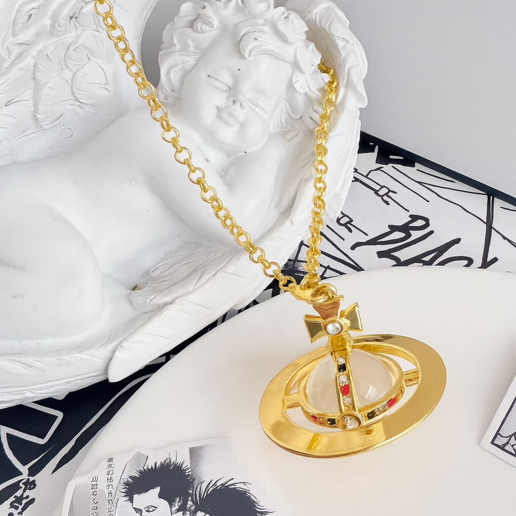 30mm Orb Saturn Pendant necklace