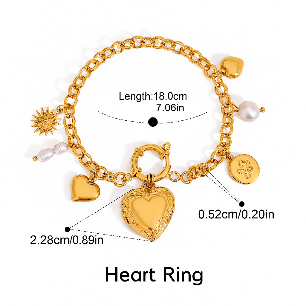 Charm Heart Bracelets Set