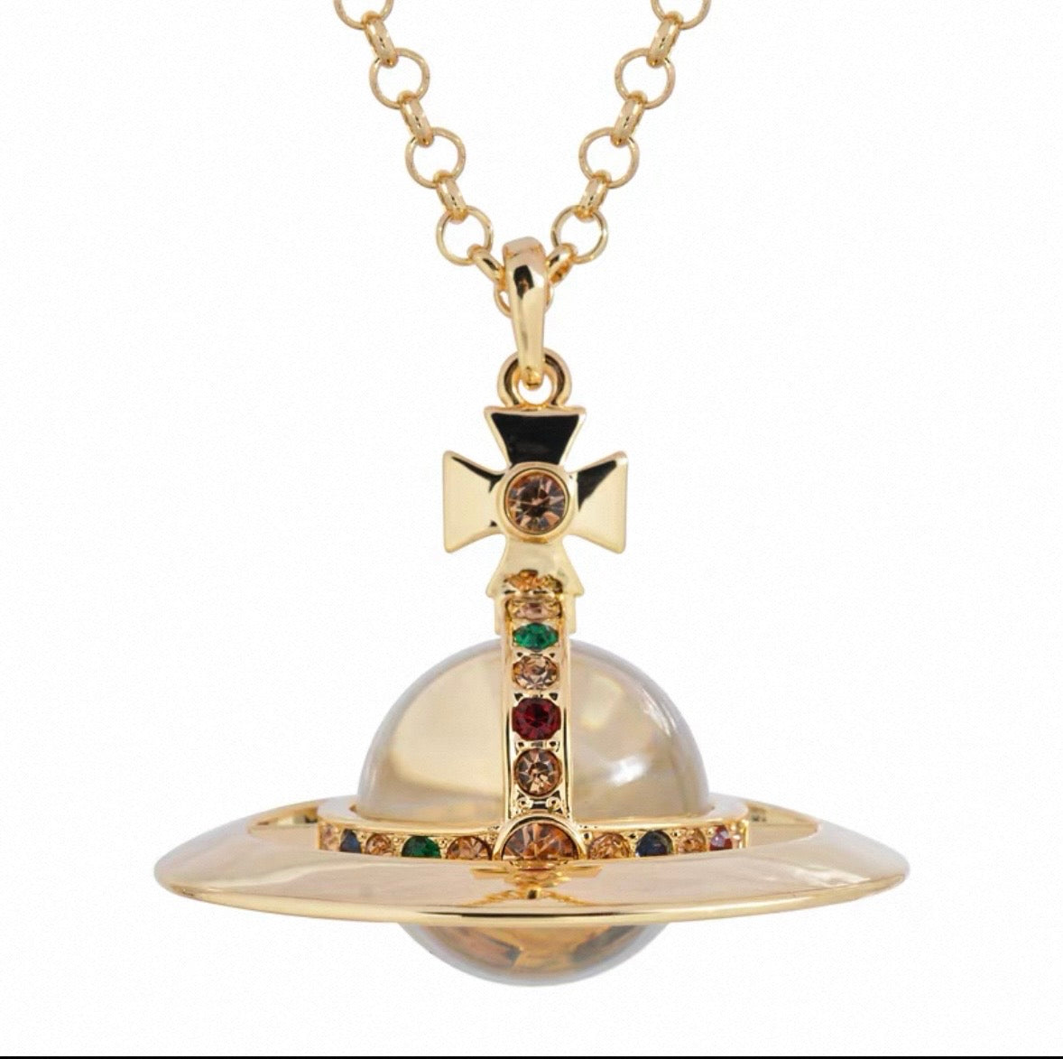 30mm Orb Saturn Pendant necklace