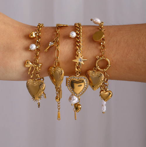 Charm Heart Bracelets Set