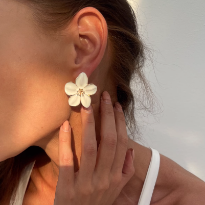 Blossom Enamel Stud Earrings — 4 Colours