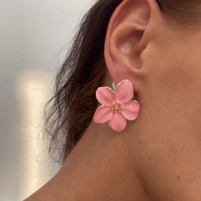 Blossom Enamel Stud Earrings — 4 Colours