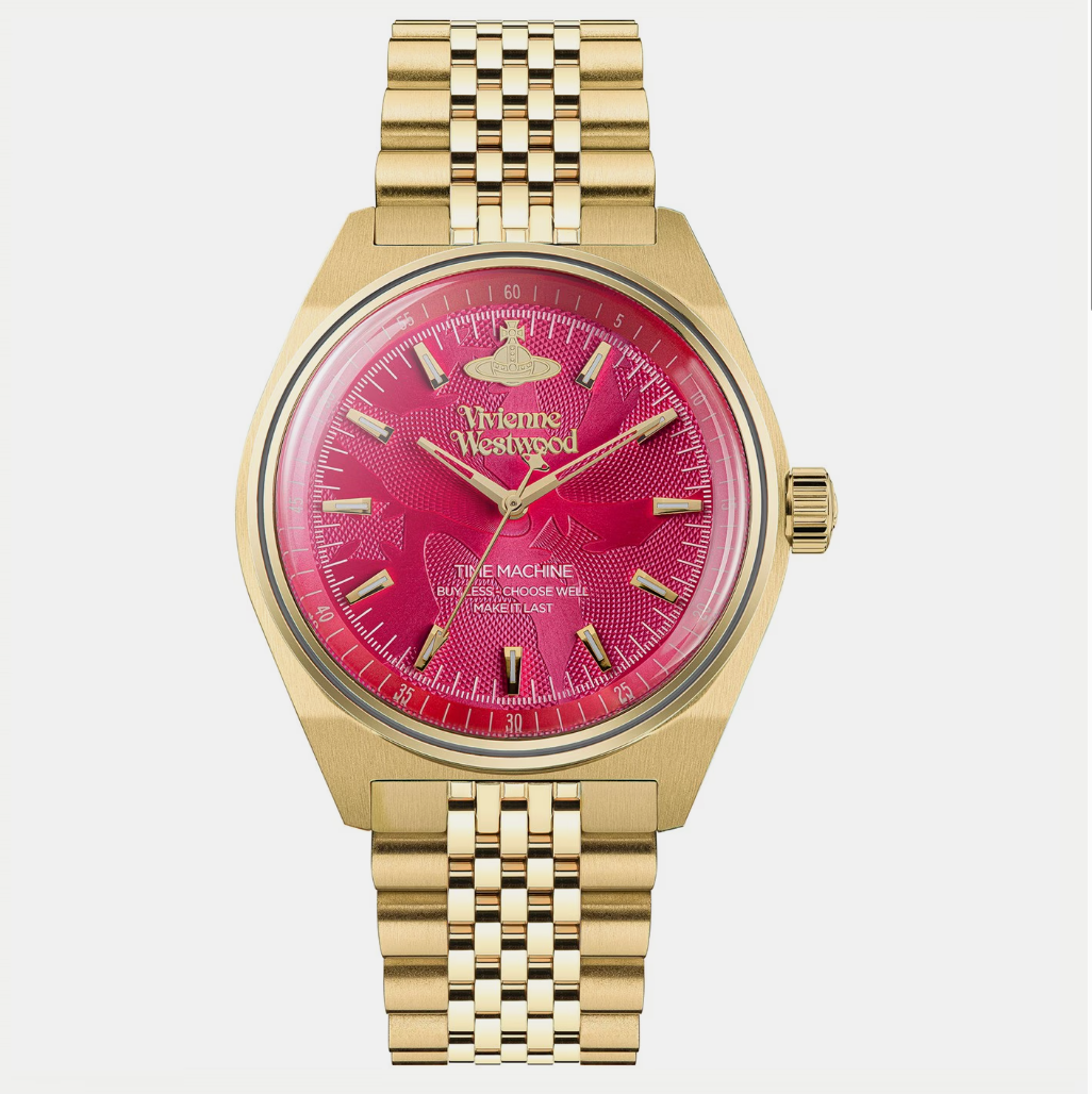 Gold & Red Face Watch