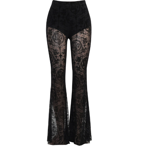 Midnight Cathedral Lace Flare Pants