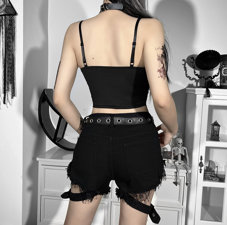 Blood Rose Lace-Up Corset Top (Black/Wine)