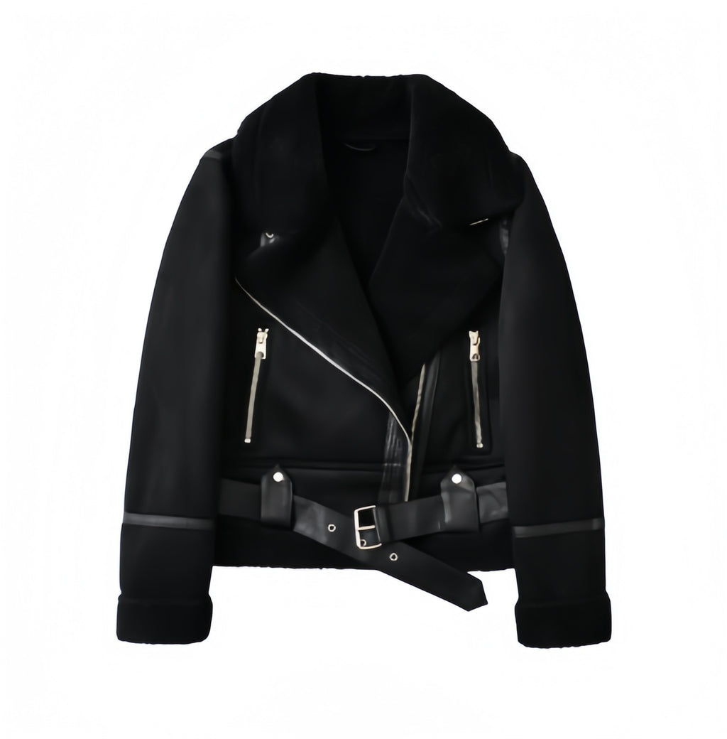 Midnight Shearling Biker Jacket