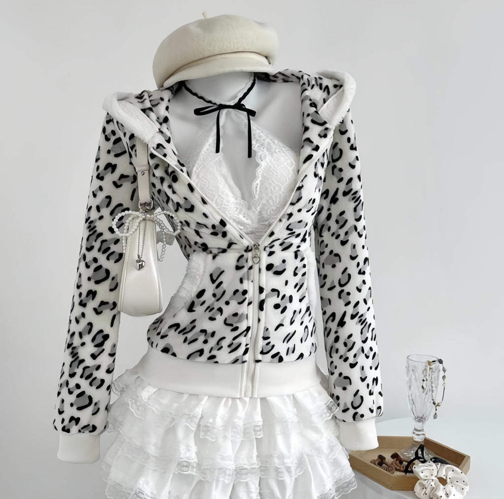 Dollcore Pink/Beige/Black Zip-Up