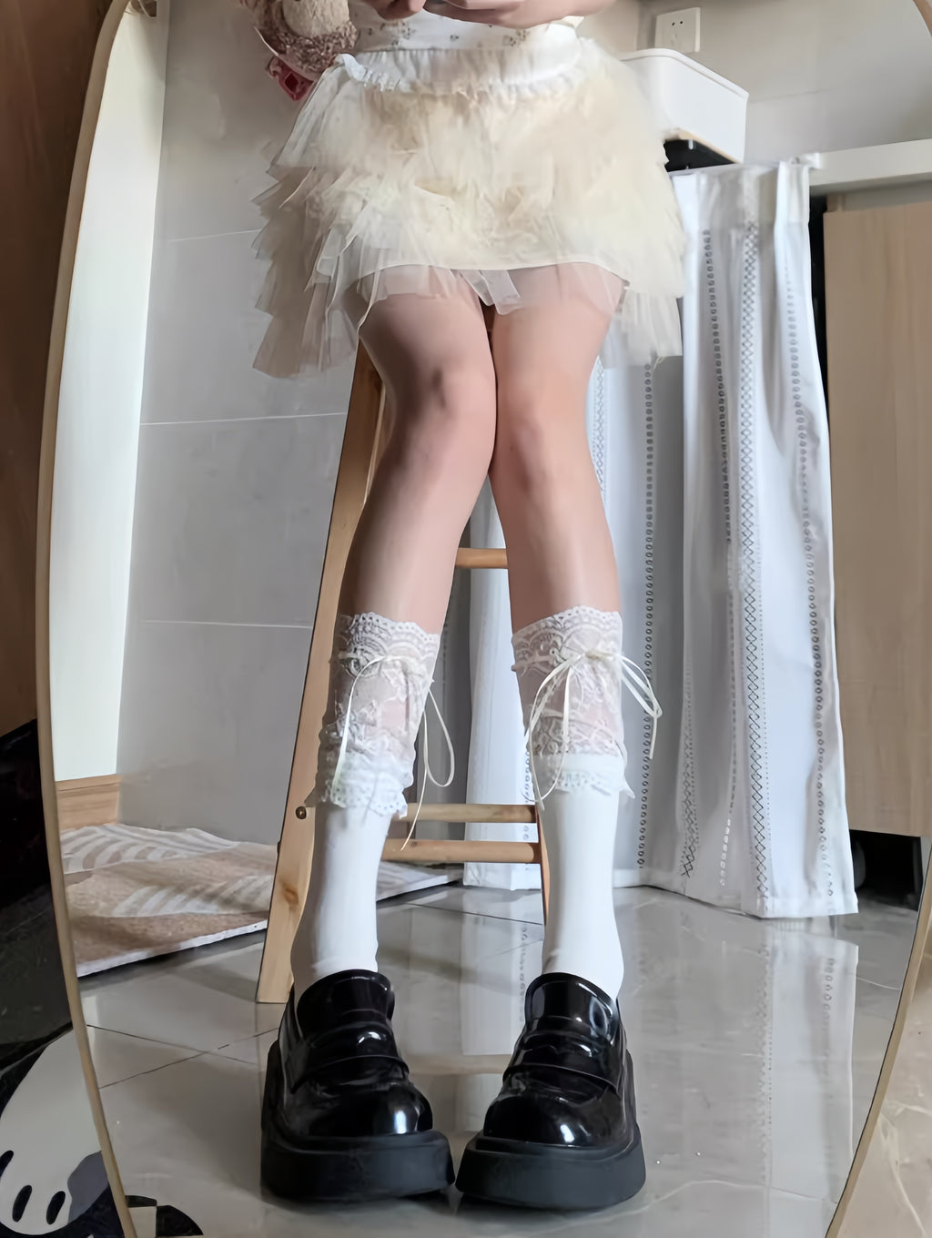 Lace Ribbon Leg Warmers