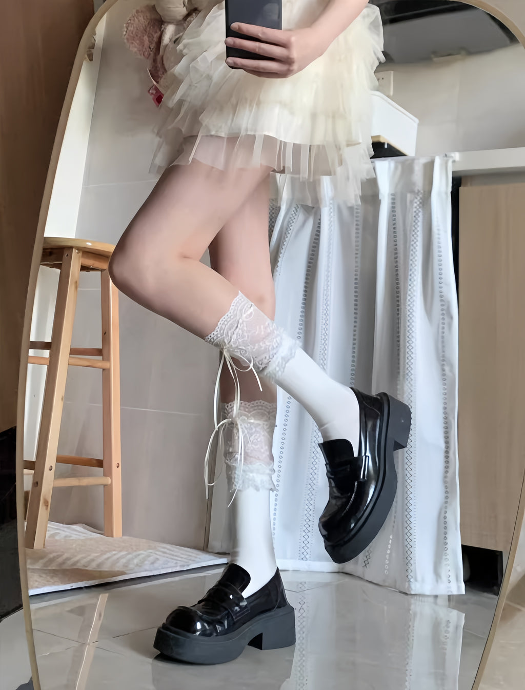 Lace Ribbon Leg Warmers