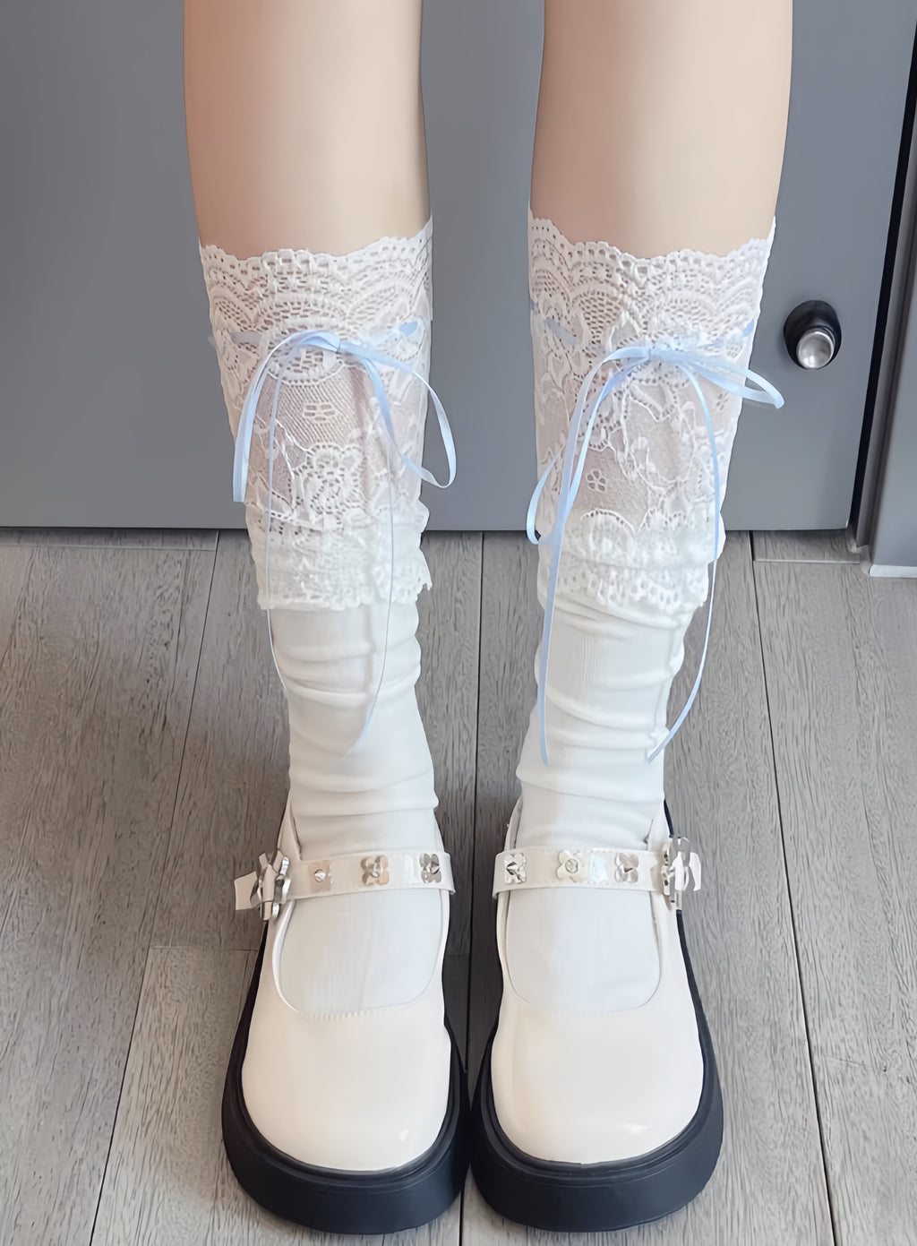Lace Ribbon Leg Warmers