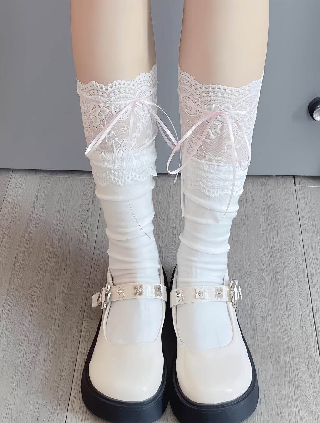 Lace Ribbon Leg Warmers