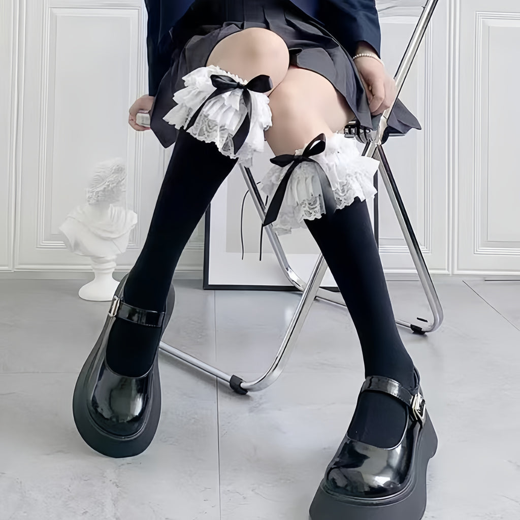 Ruffle Lace Thigh-High Stockings