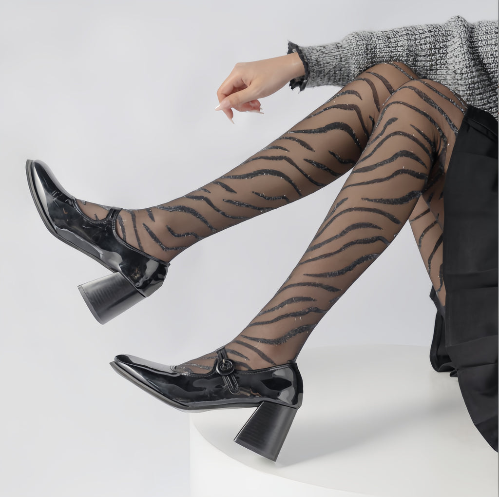 Midnight Zebra Sheer Tights