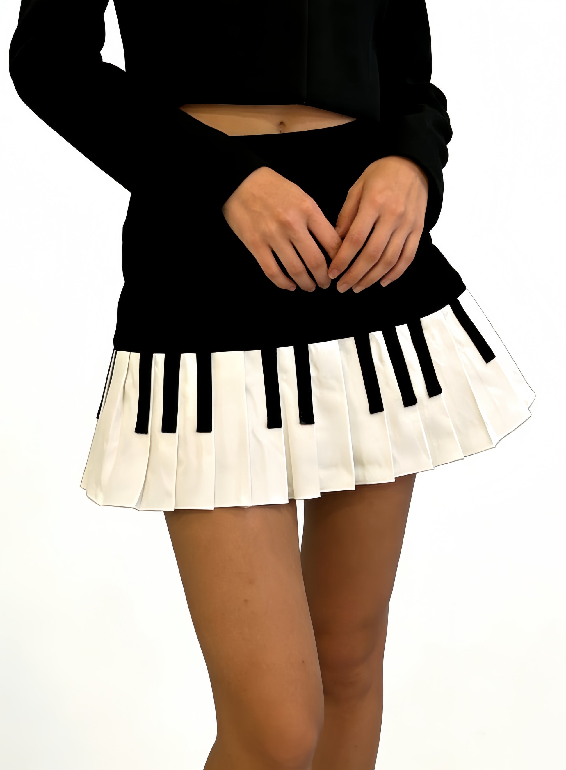 Piano Key Pleated Mini Skirt