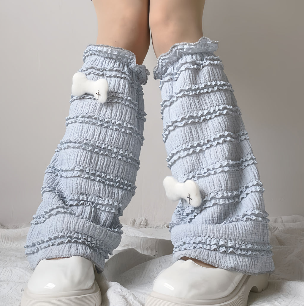 Bone Leg Warmers (Blue / Cream)