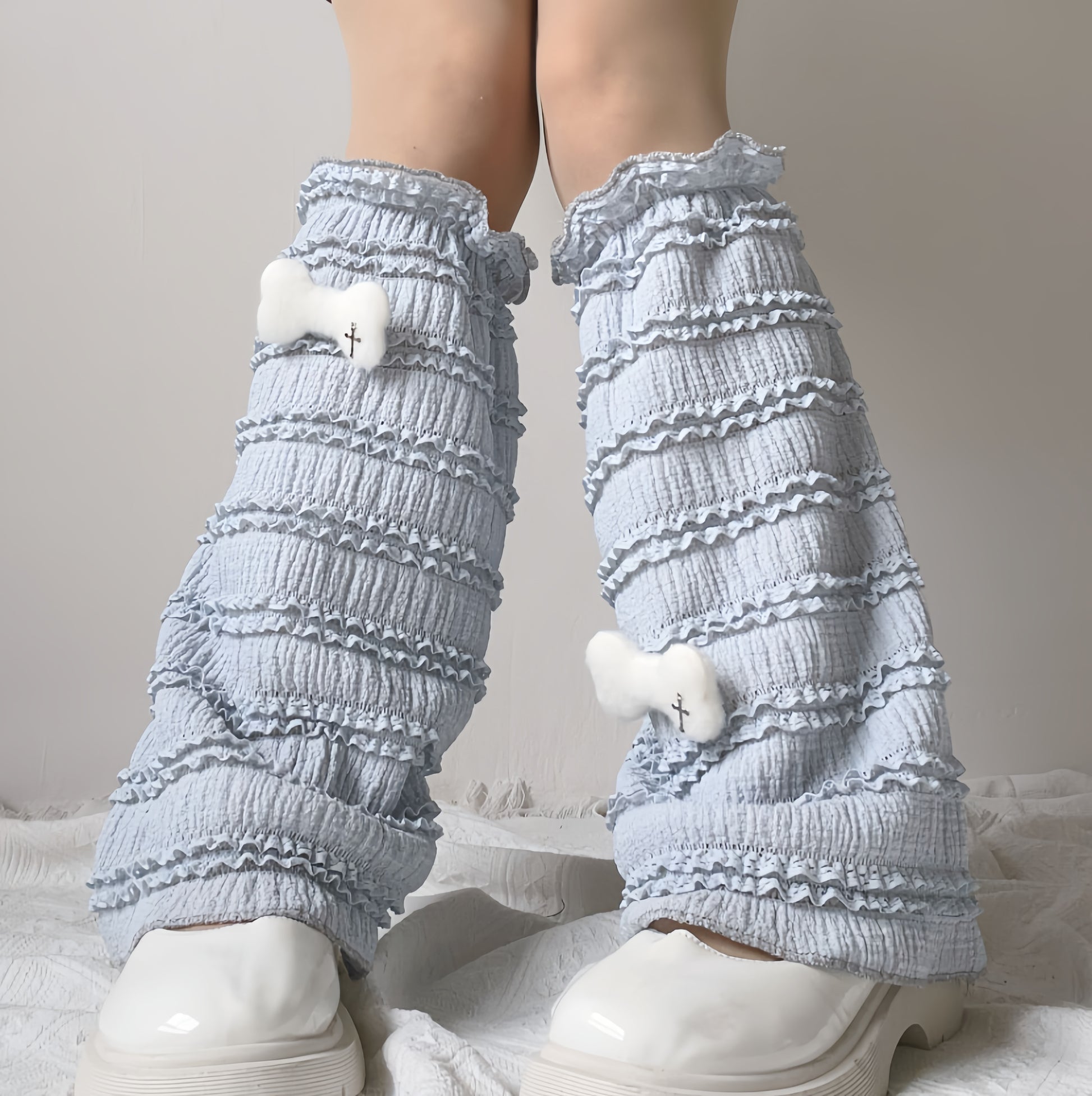 Bone Leg Warmers (Blue / Cream)