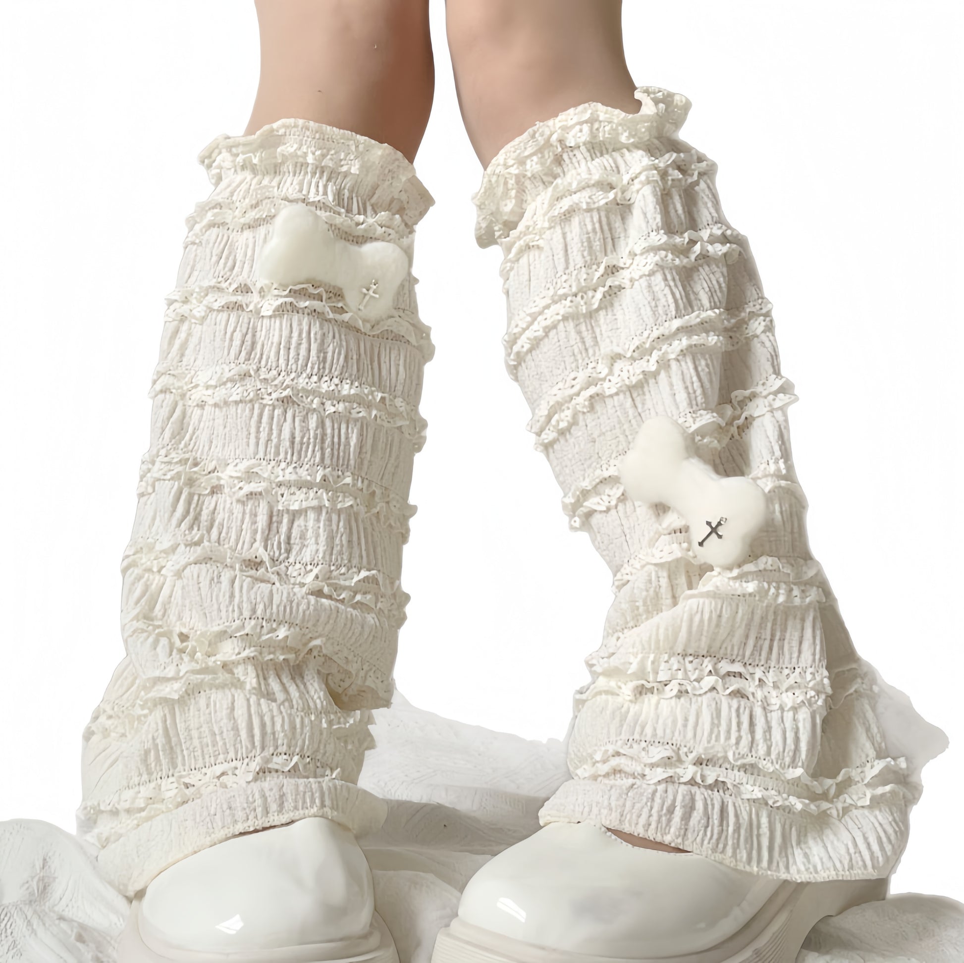 Bone Leg Warmers (Blue / Cream)