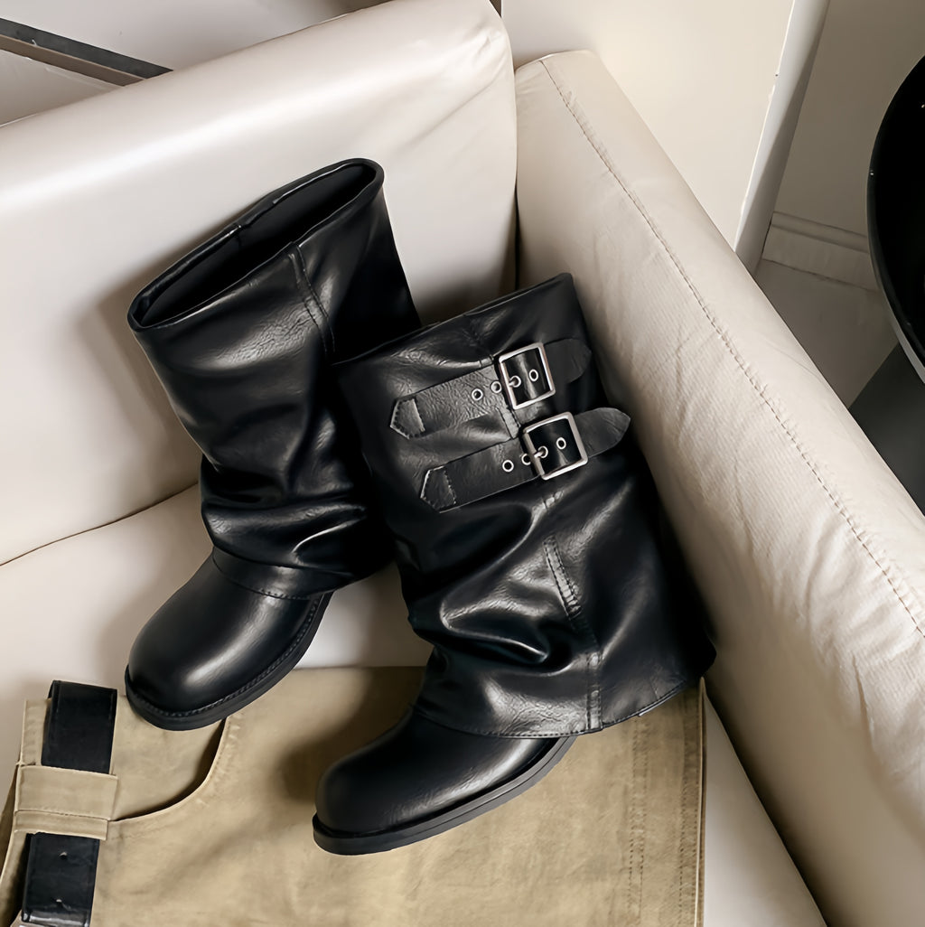 Buckle Mid-Calf Boots