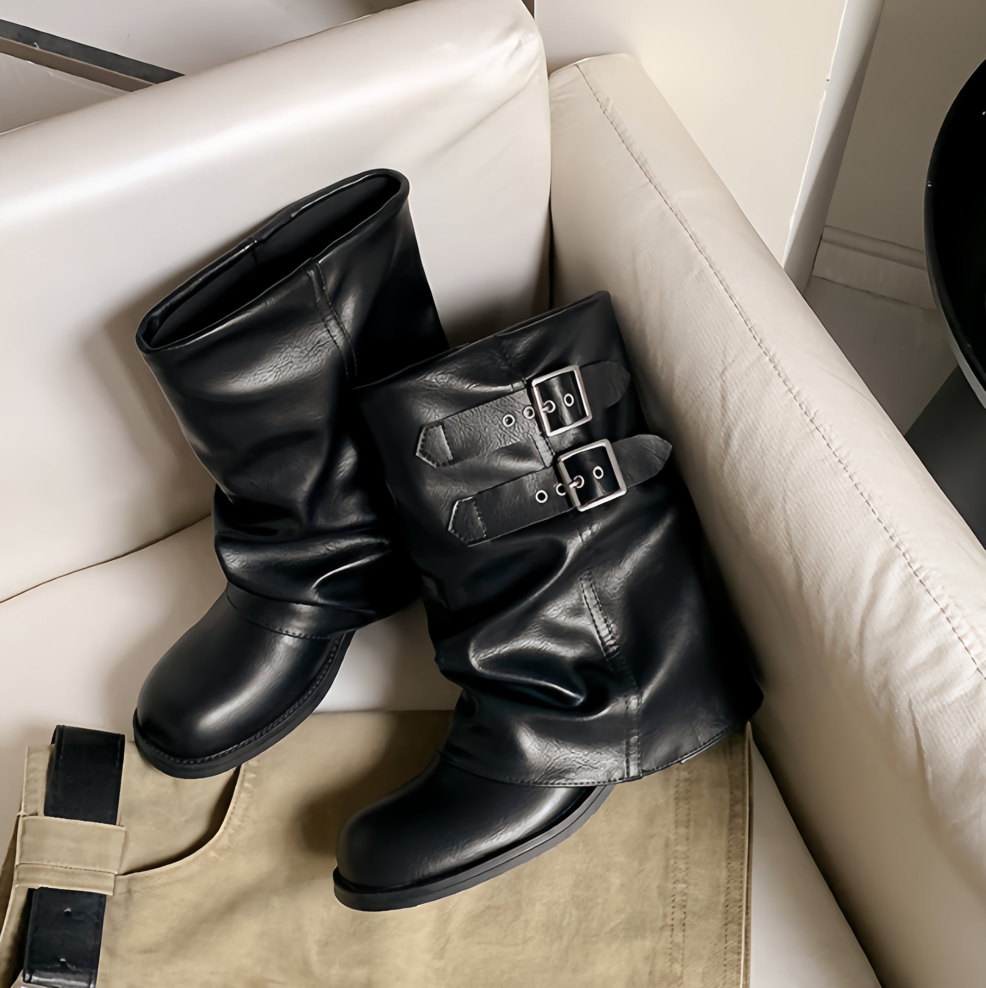 Buckle Mid-Calf Boots