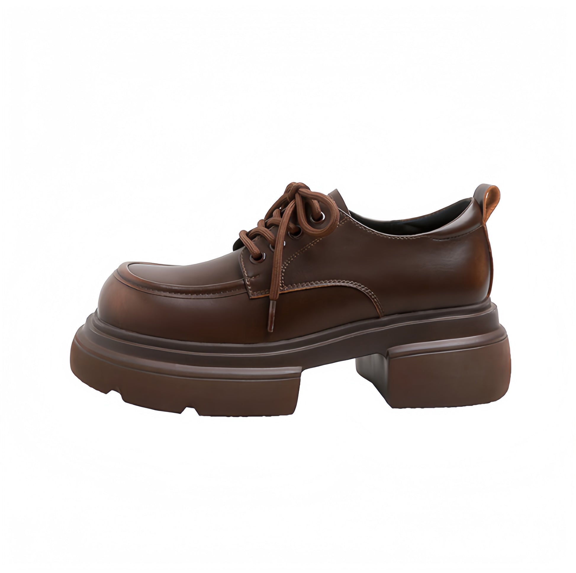 Brown Chunky Platform Lace-Up Shoes