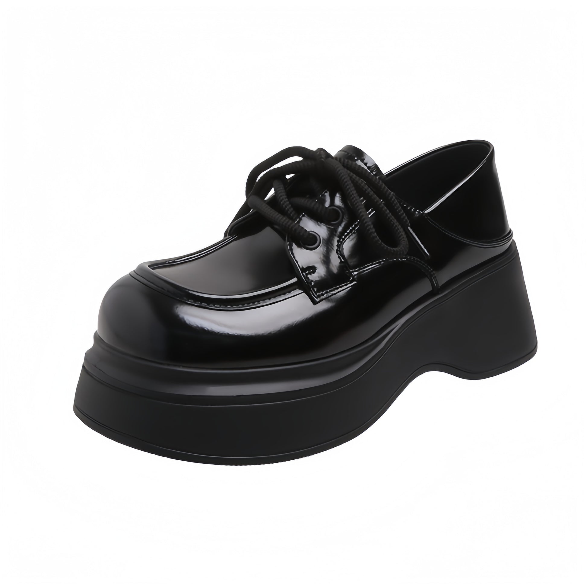 Black Chunky Platform Lace-Up Shoes