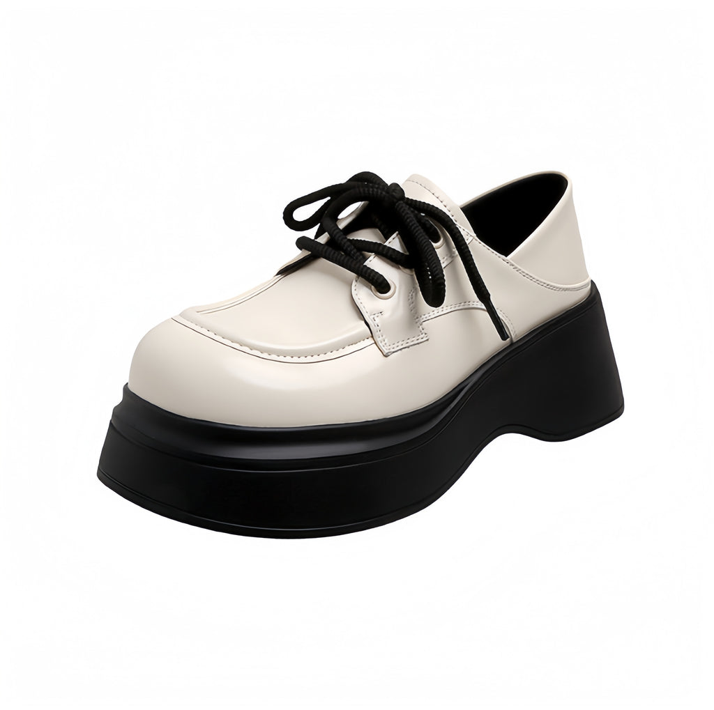 Two-Tone Chunky Platform Lace-Up Shoes