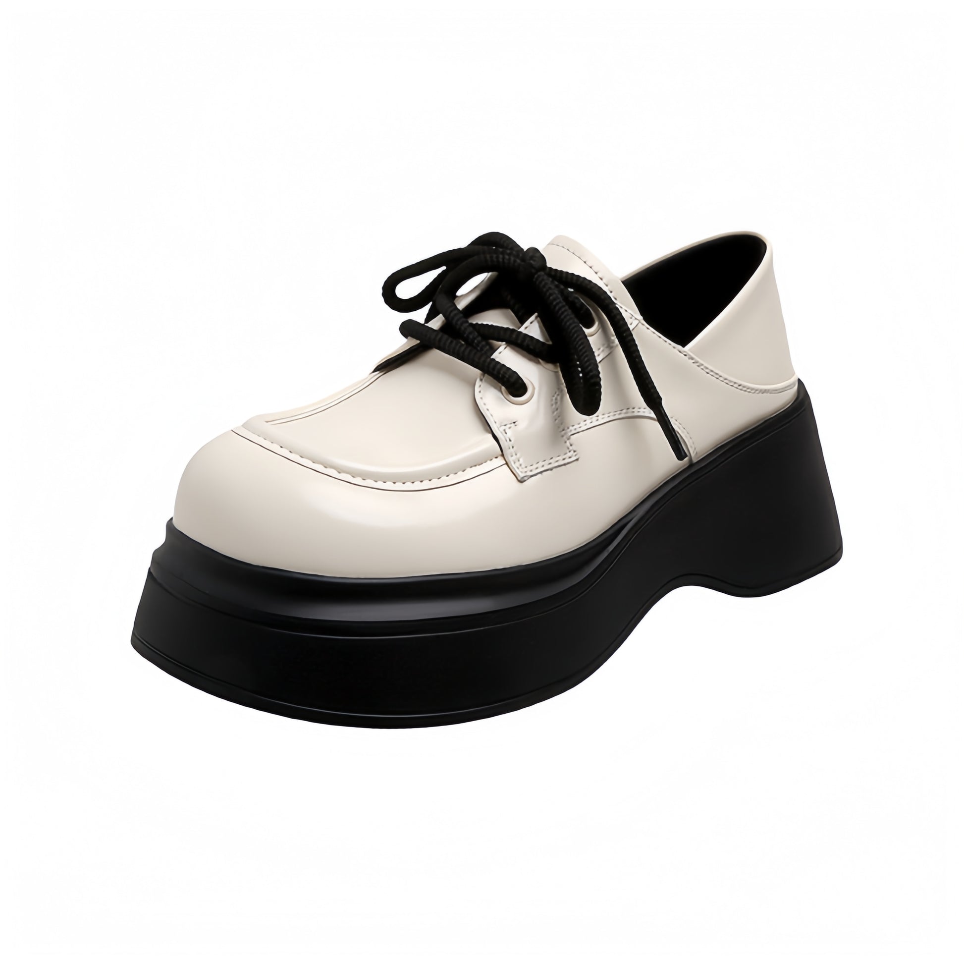 Two-Tone Chunky Platform Lace-Up Shoes