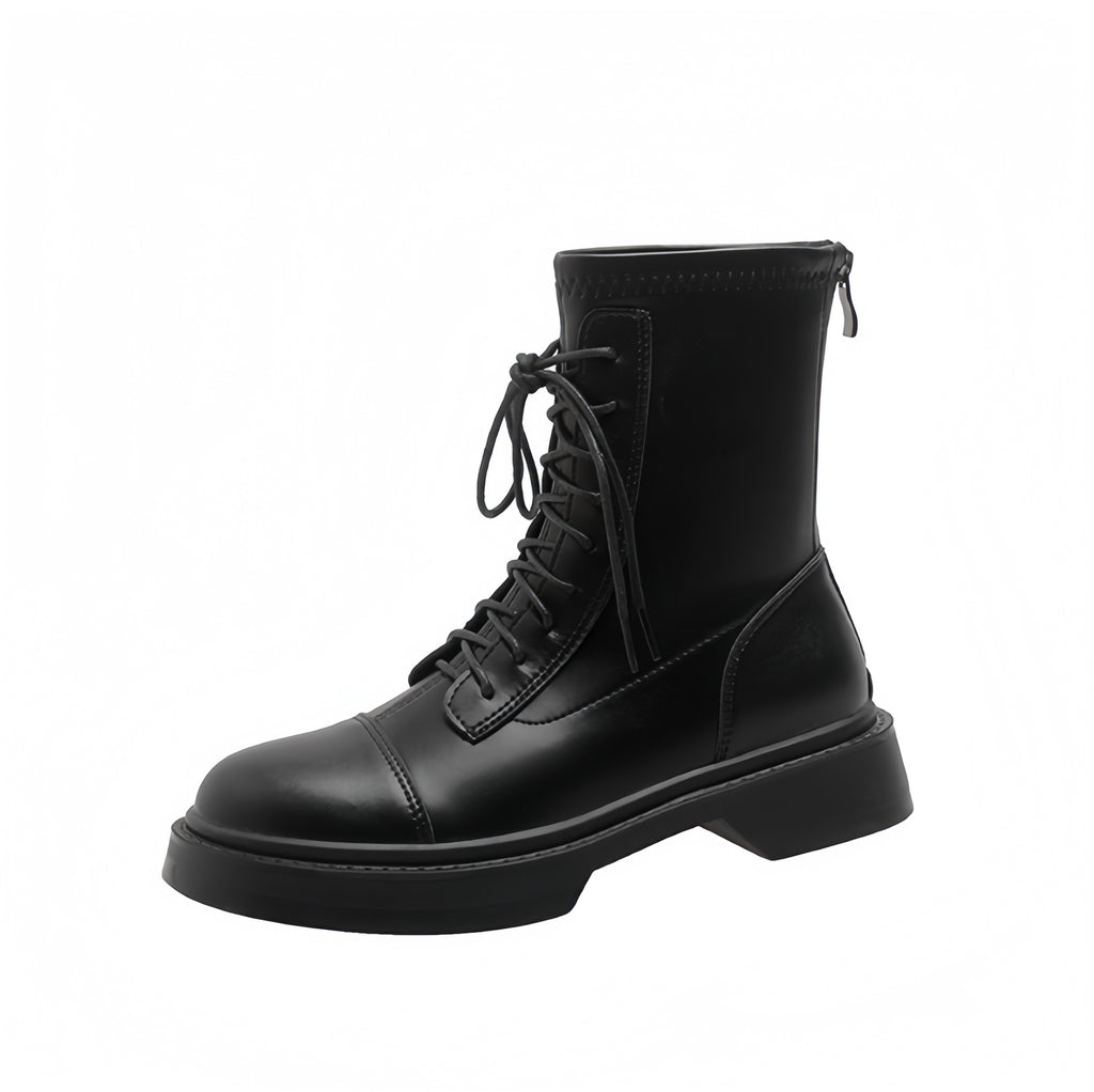 Lace-Up Mid-Calf Boots