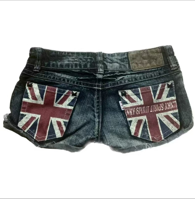 Low-Rise Distressed Mini Denim Shorts