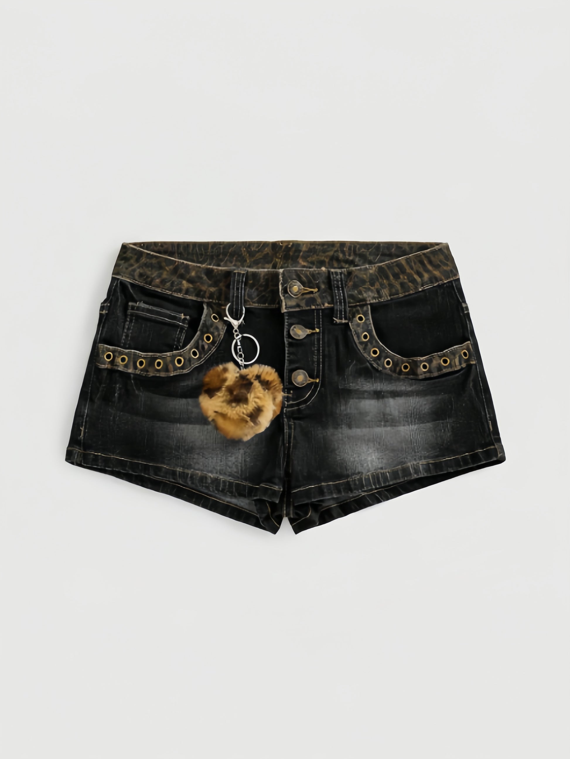 Dark Low-Rise Y2K Mini Denim Shorts