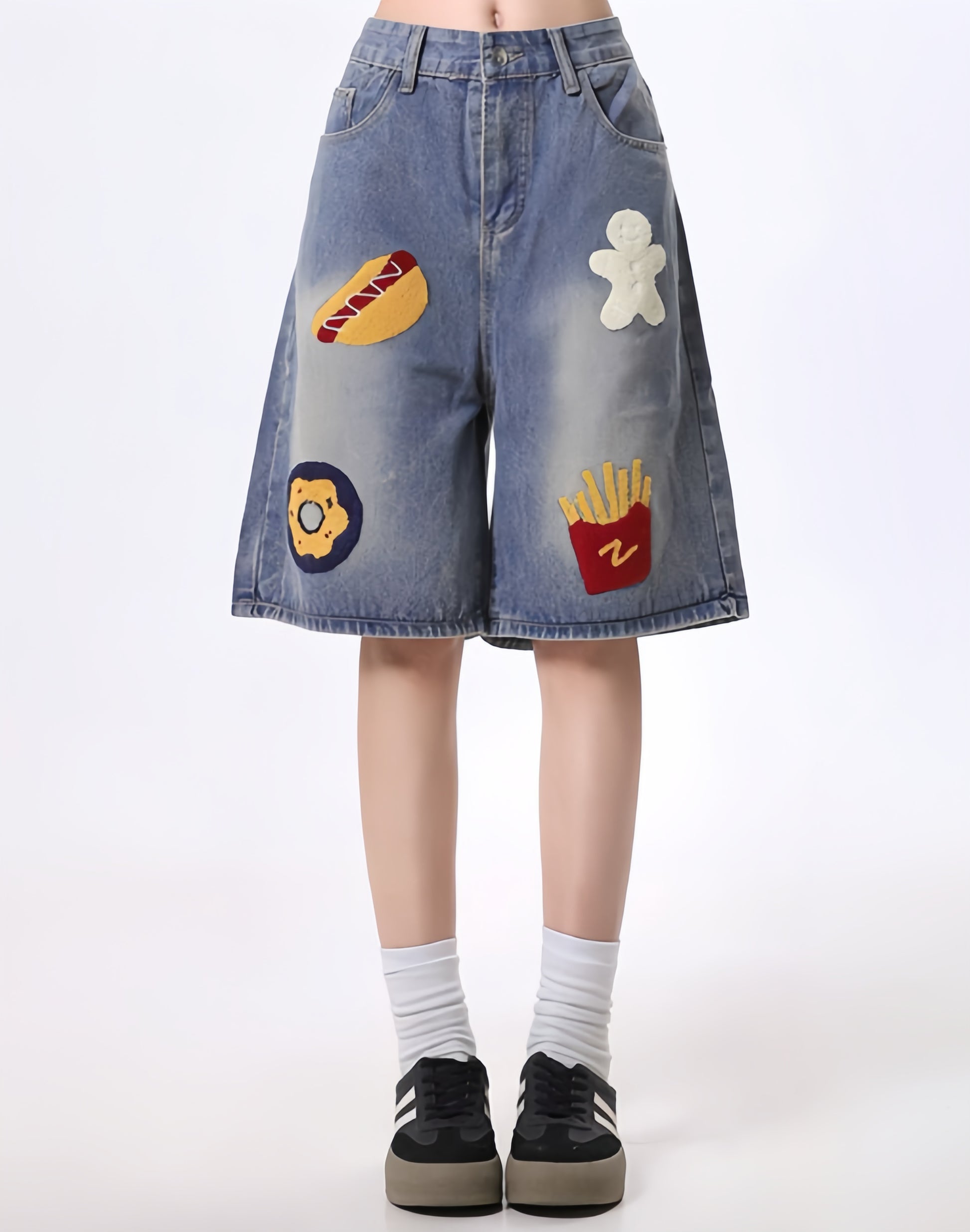 Y2K Graphic Denim Bermuda Shorts