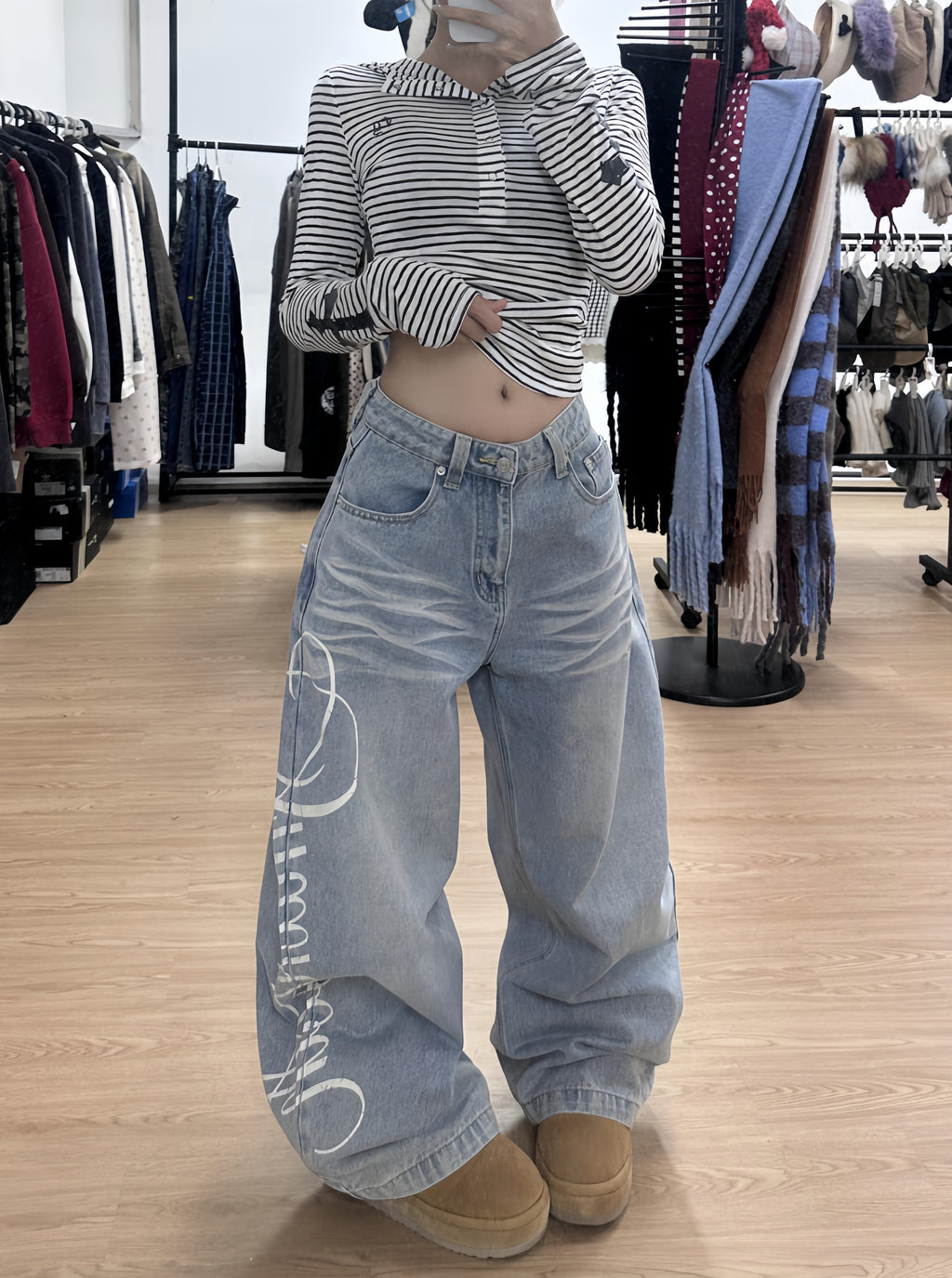 Soft Script Slouch Jeans