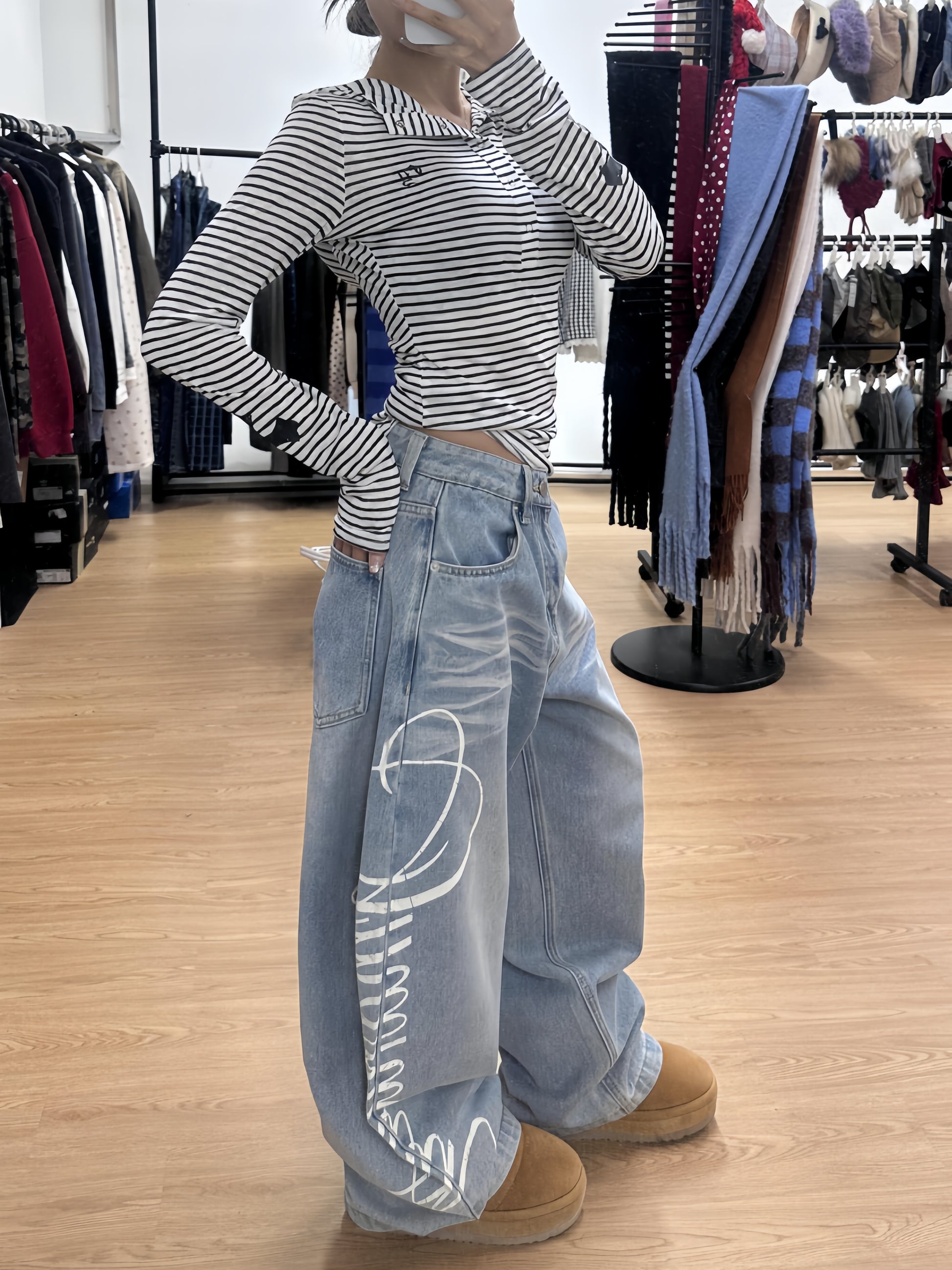Soft Script Slouch Jeans
