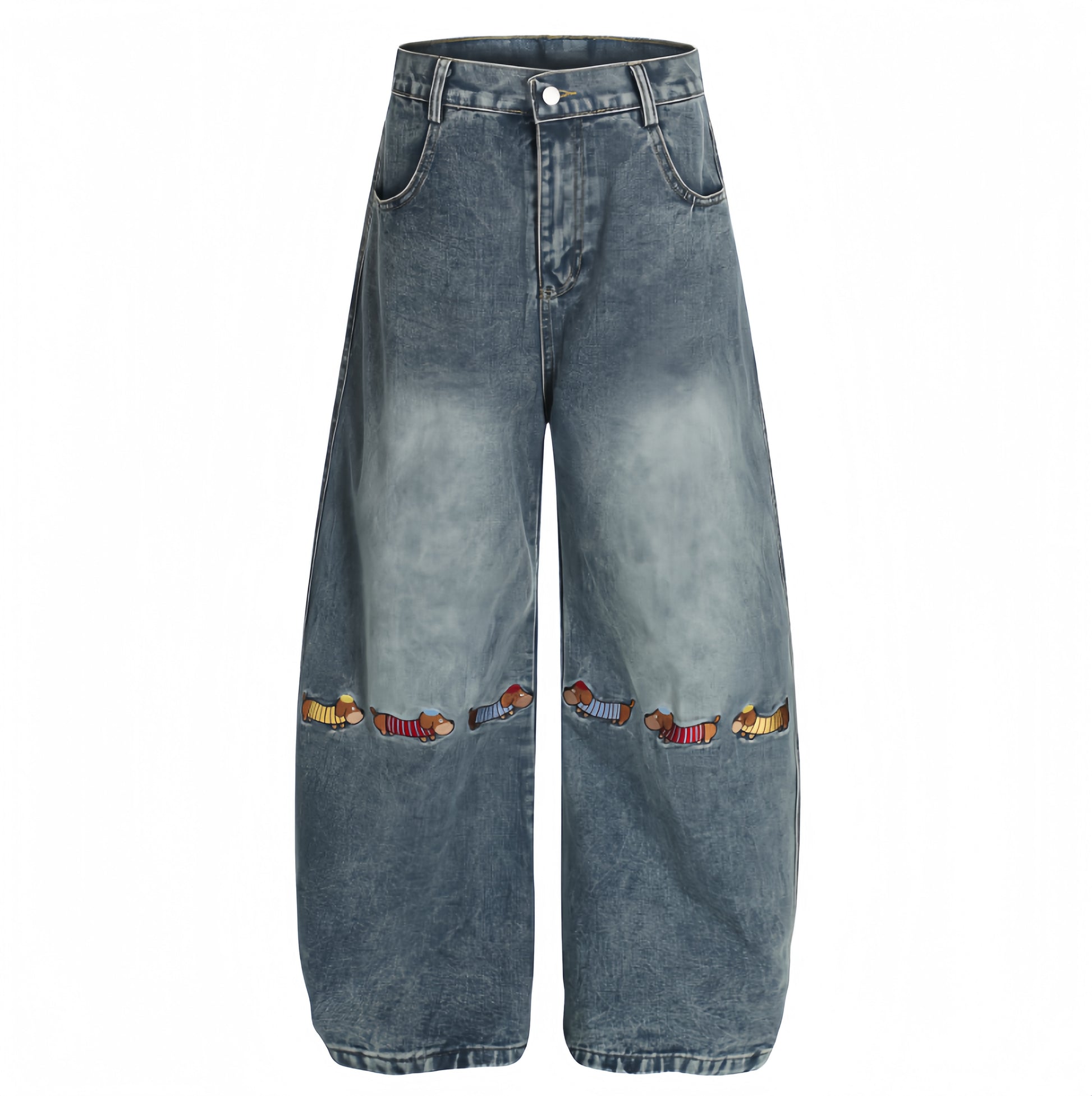 Playful Pup Embroidered Jeans