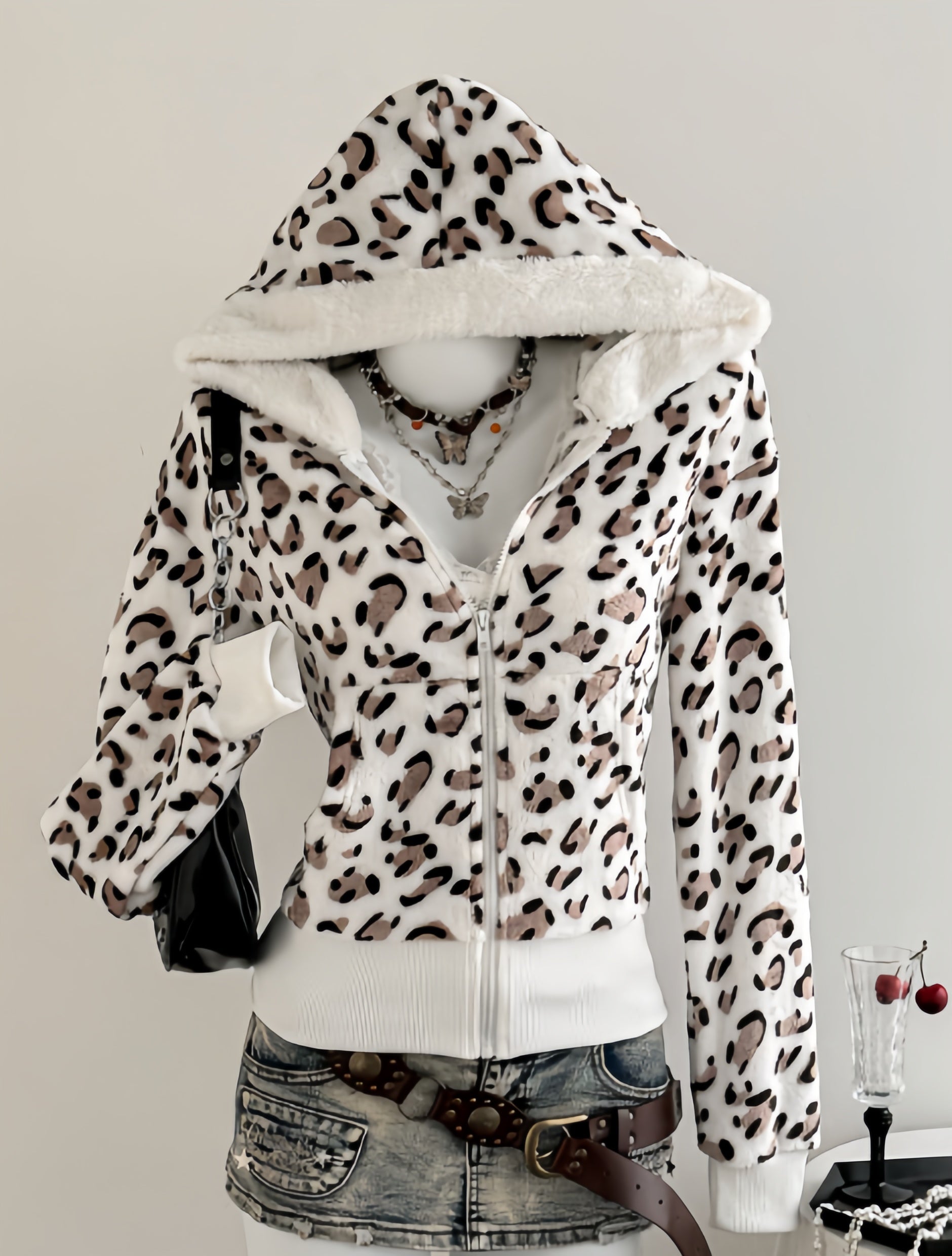 Snow Leopard Fleece Hoodie