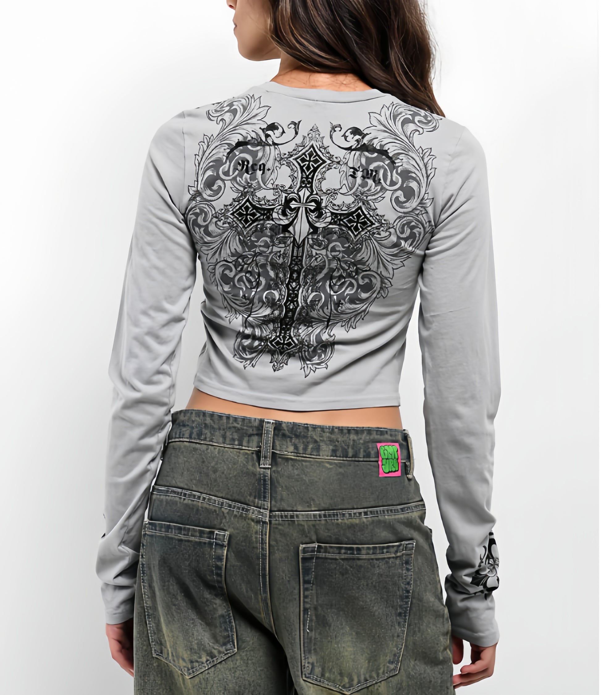 Angel Cross Long Sleeve Y2K Top