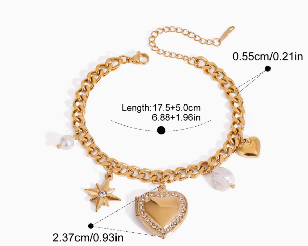 Charm Heart Bracelets Set