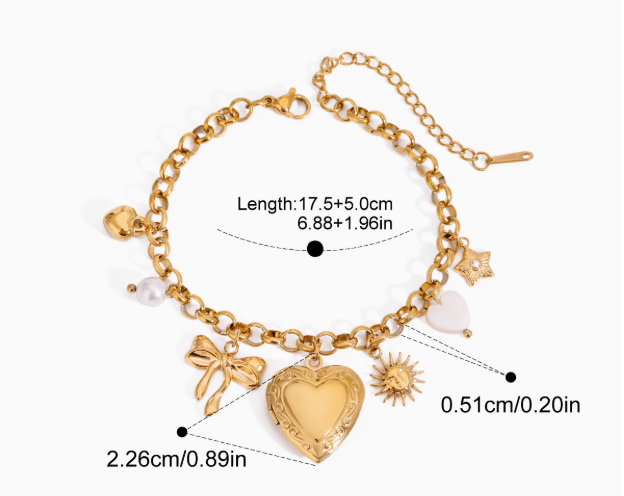 Charm Heart Bracelets Set