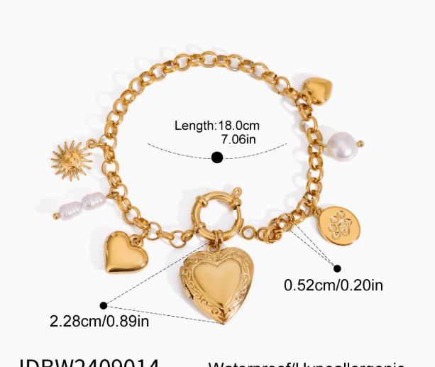 Charm Heart Bracelets Set