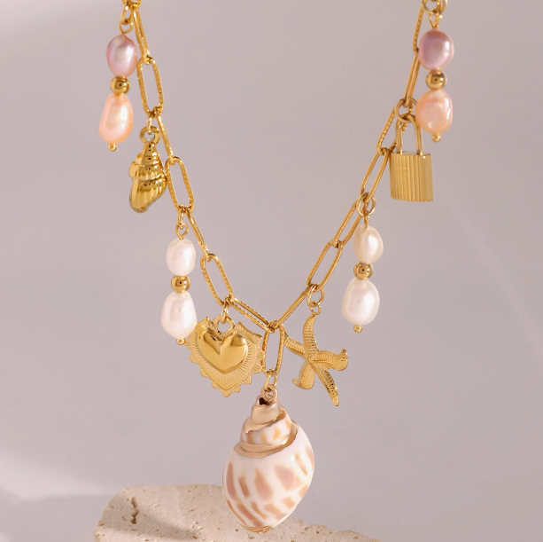 Ocean Gold Charm Necklace
