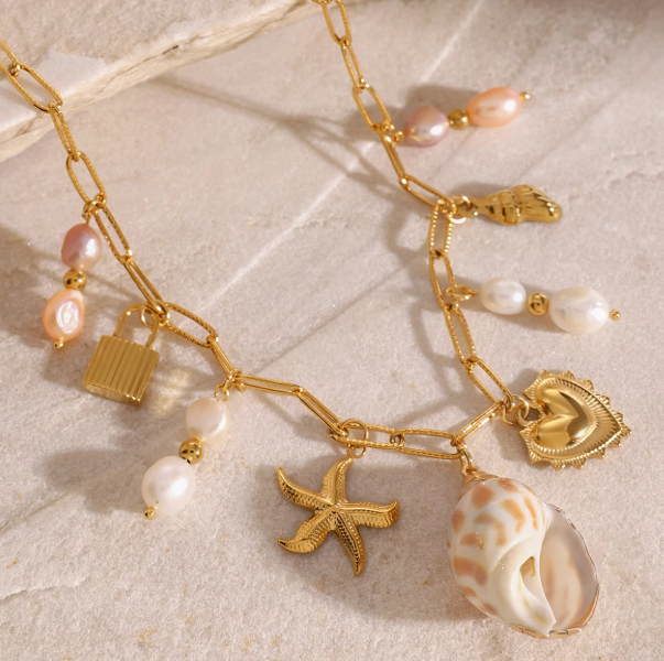 Ocean Gold Charm Necklace