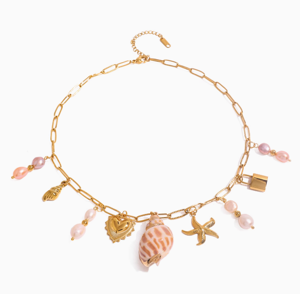 Ocean Gold Charm Necklace