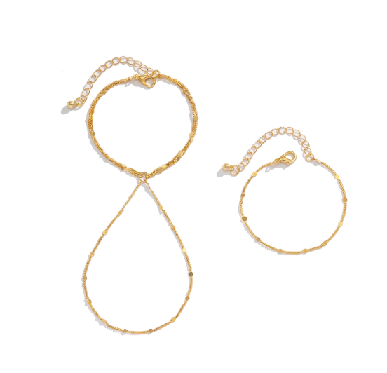 Dainty Satellite Bead Hand Chain — Gold